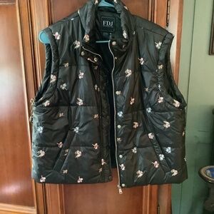 French Dressing Jeans quilted embroidered vest size large